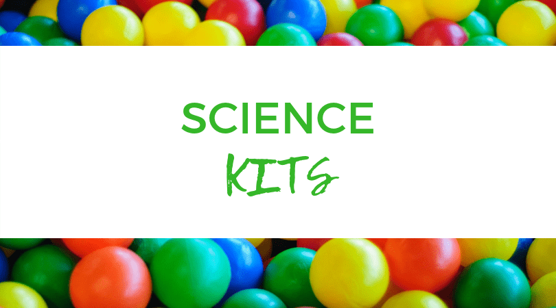 M&M's backdrop. Text overlay: Science kits