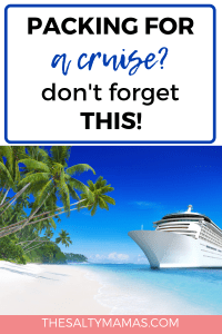 Need some cruise packing hacks to make your sailing a little smoother? Check out our cruise packing list- with items you won't find anywhere else!- at TheSaltyMamas.com. #cruise #cruisepackinglist #cruisepacking #packingforacruise #cruisepackingtips #cruisepackinghacks