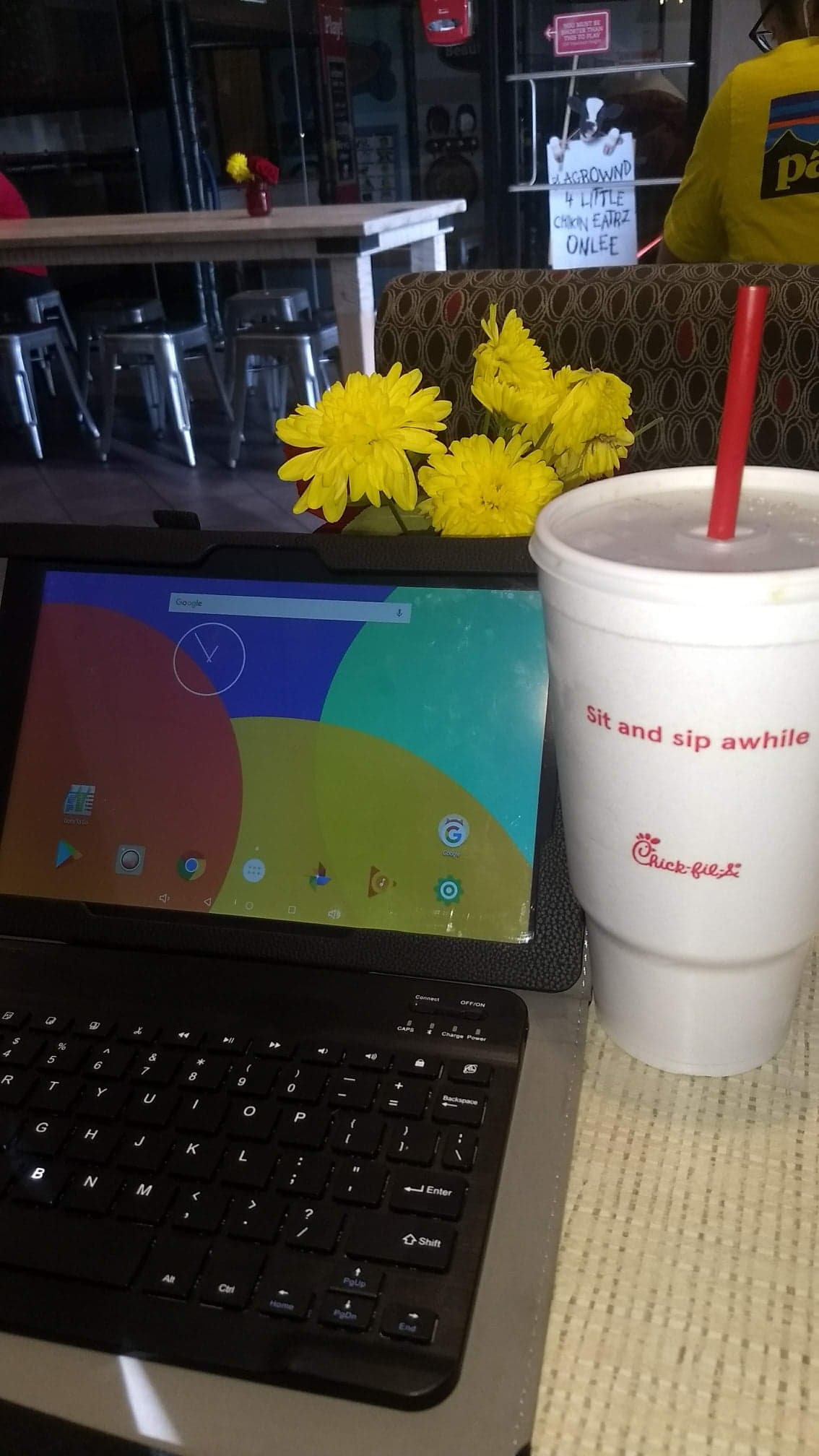 mom working from chick fil a