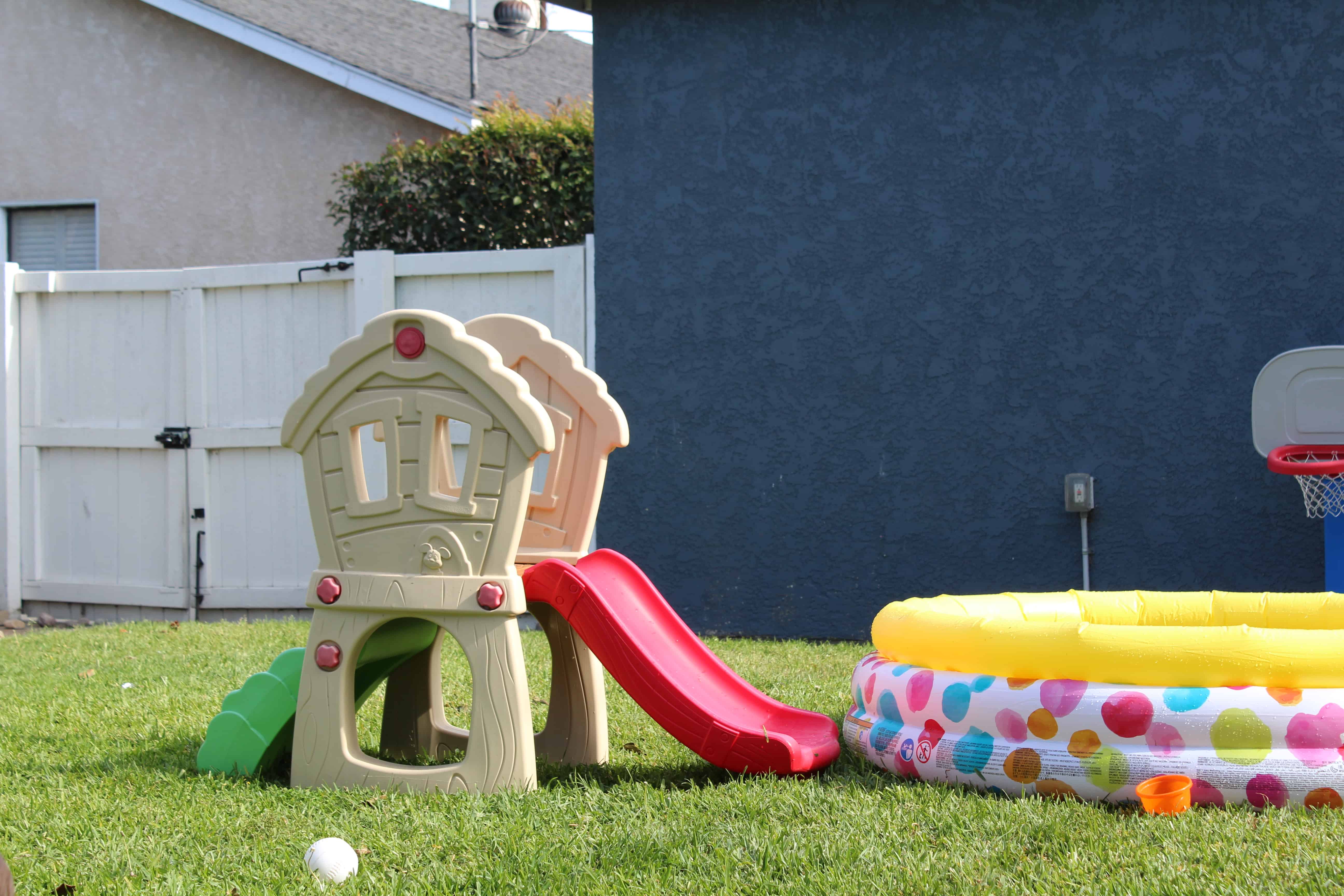 Toddler two step climber and blow up pool. 