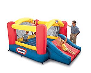 Inflatable bouncer with children inside playing.