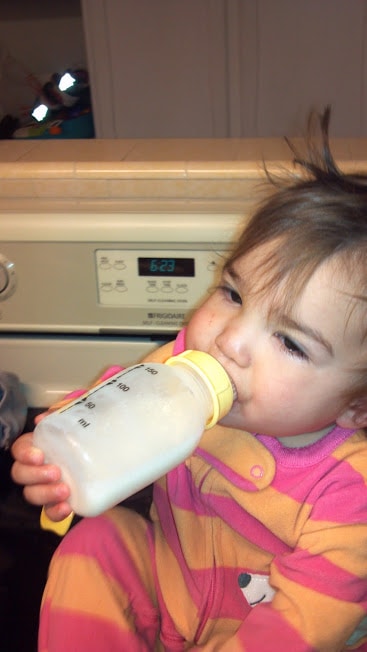 one year old drinking milk