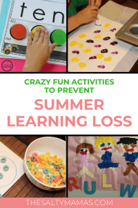 Keep their skills fresh this summer! Practice reading, math, and writing with these fun summer learning activiites at TheSaltyMamas.com. #summerlearningactivities #summerlearningloss #summerreading