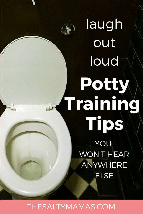 A picture of a porcelain toilet. Text overlay: Laugh out loud potty training tips you wont hear anywhere else.