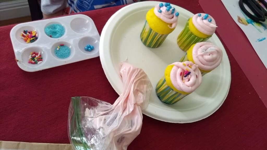 kid-decorated cupcakes