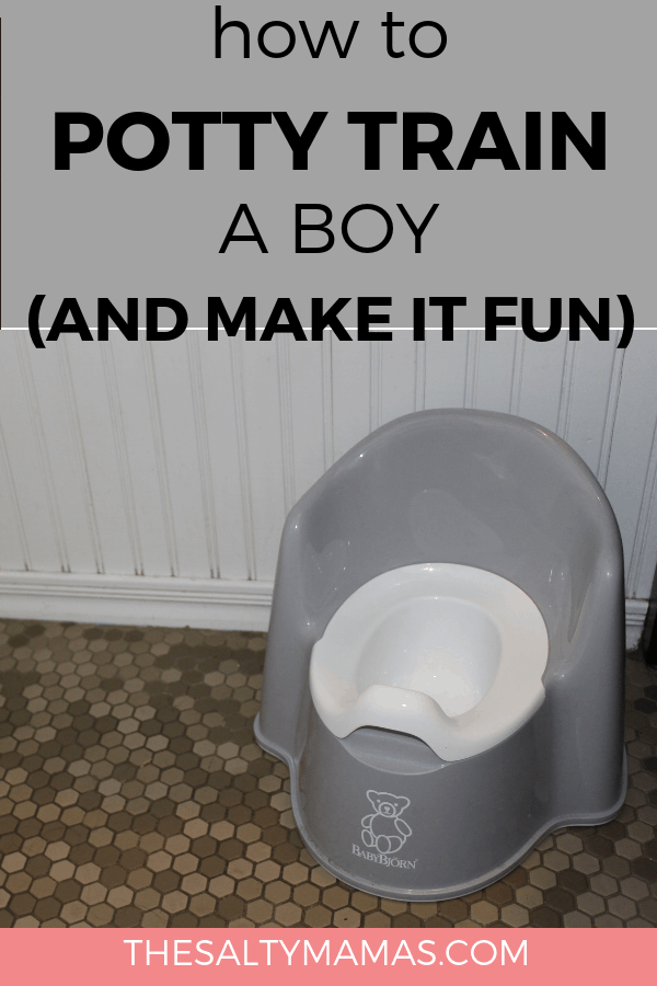 Need help potty traiing your little boy? We've got the tips and tricks you need to potty train your toddler quickly at TheSaltyMamas.com. #pottytraining #toddler #pottytrainingaboy #toddlerboy #parenting #kids #potty #adviceformoms
