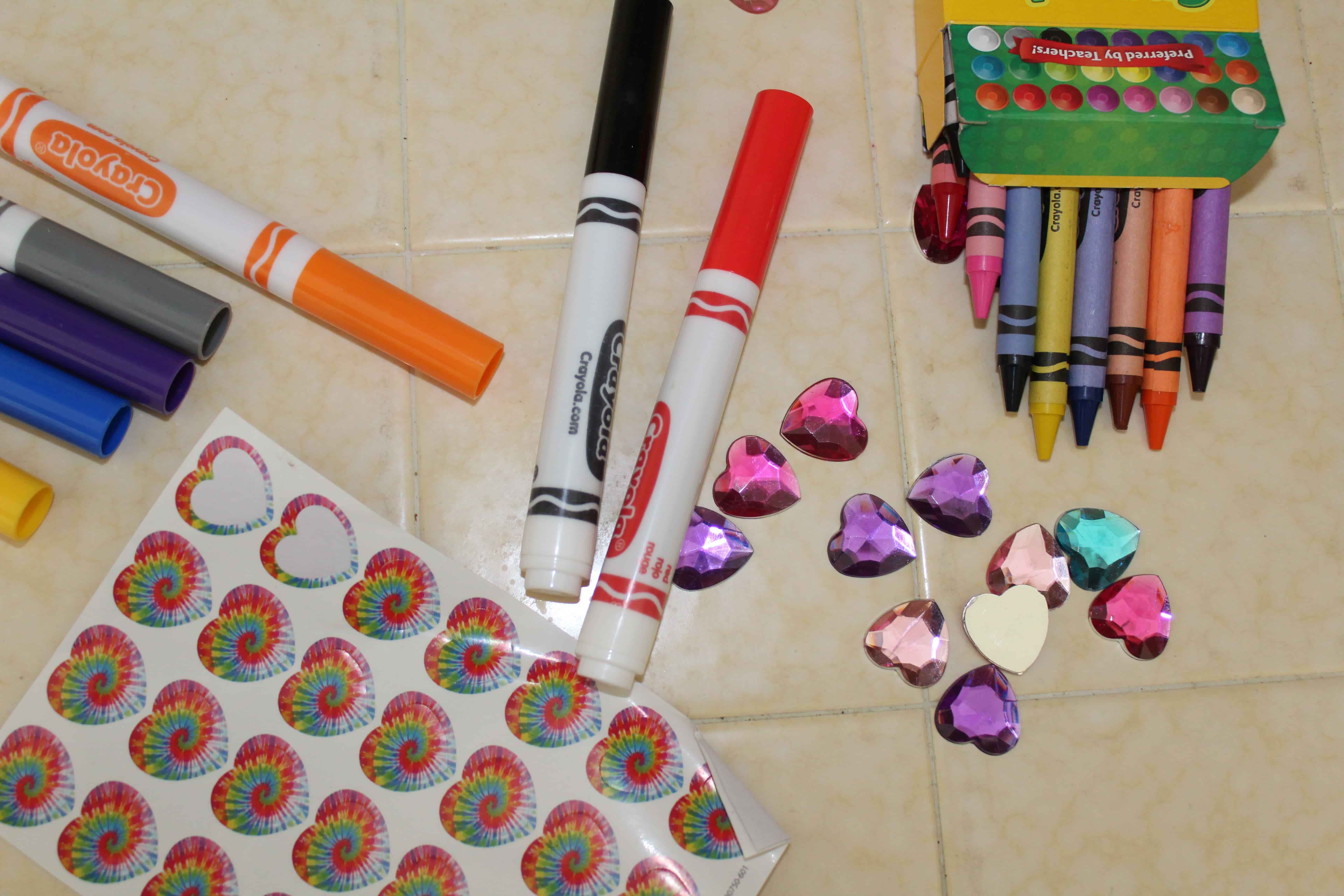 reinforcements to help kids do their homework; stickers, markers, gems