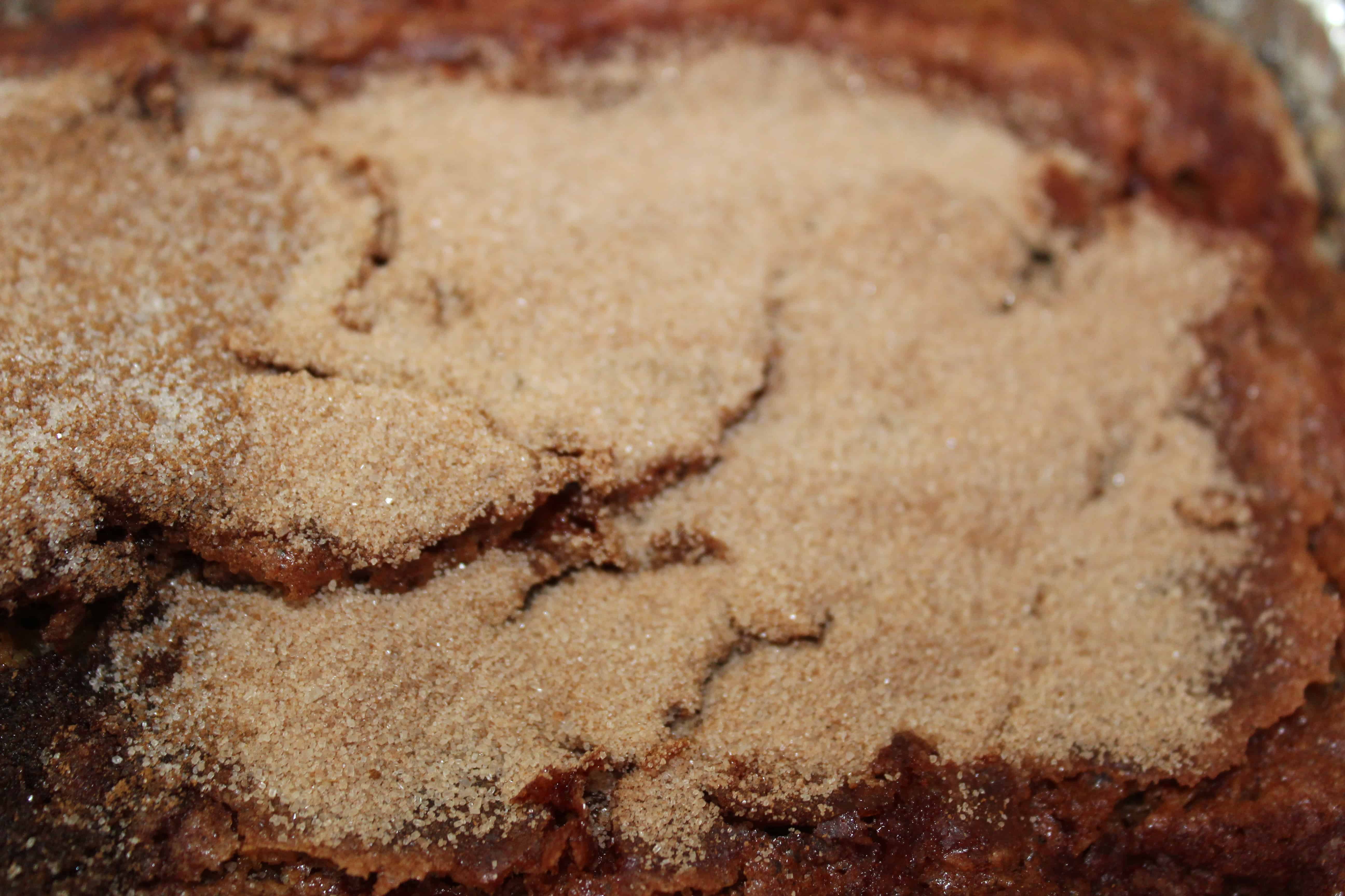 Sugar crust on the top of the banana bread