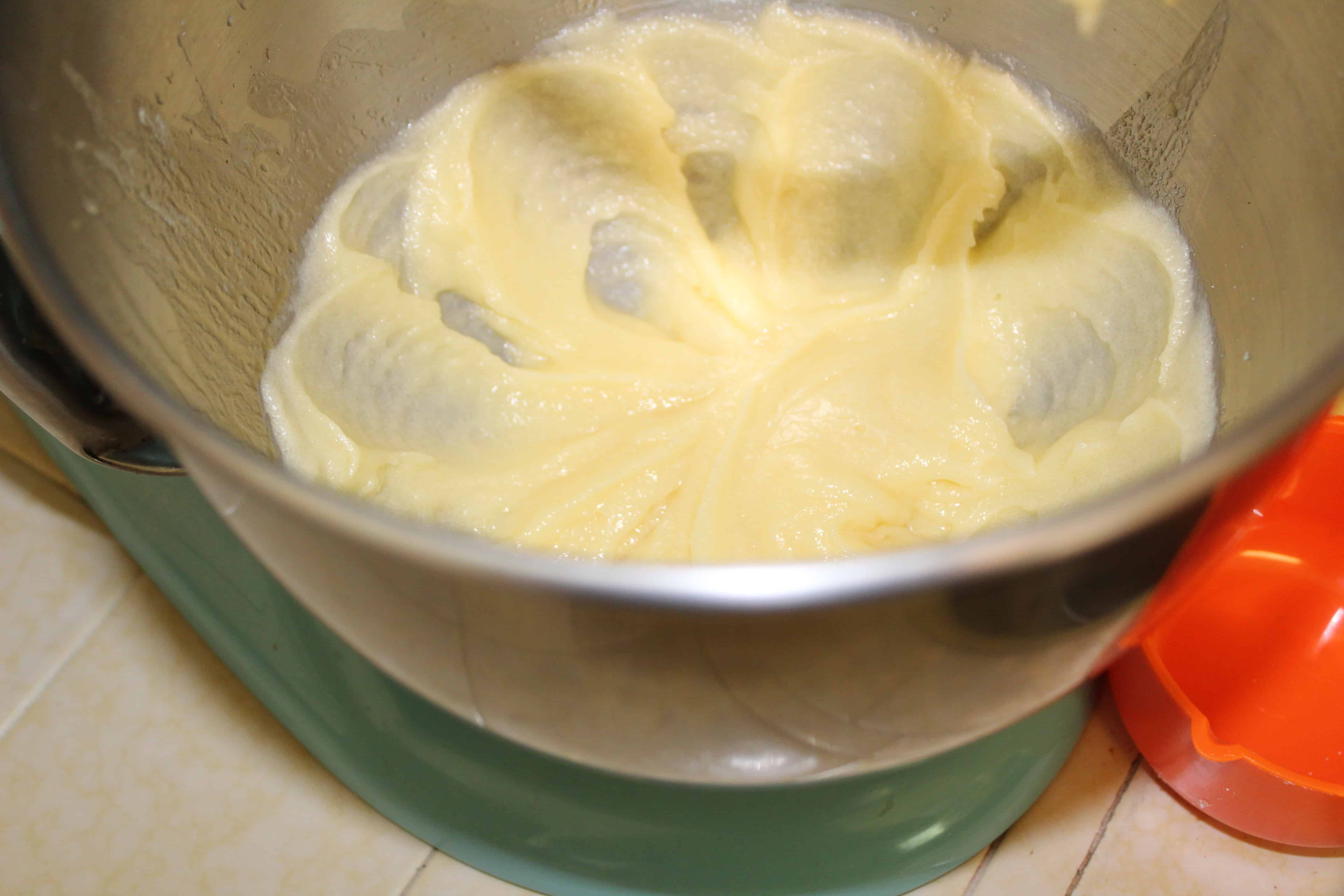 Creamed butter and sugar in an electric mixing bowl. 