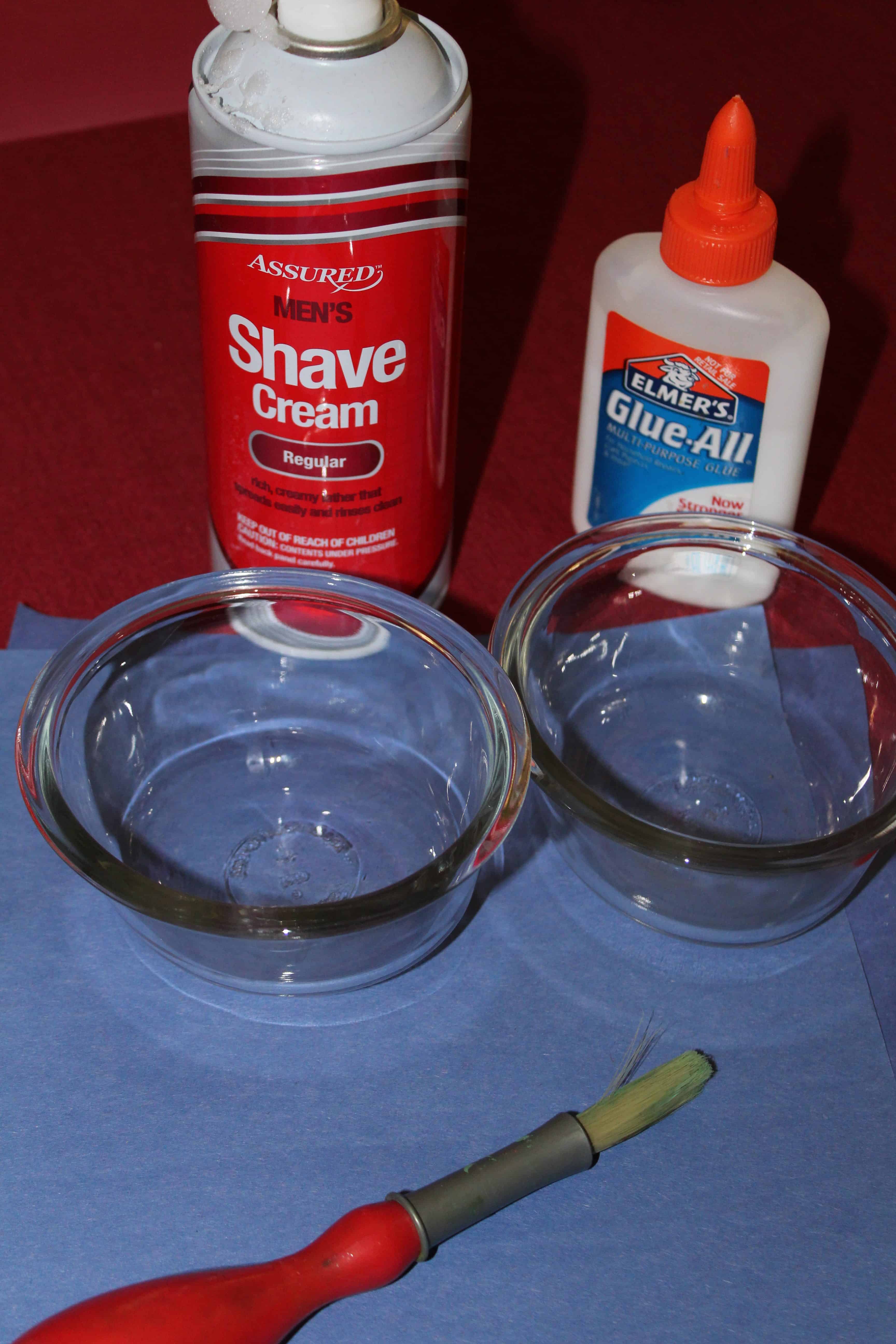 shaving cream and glue
