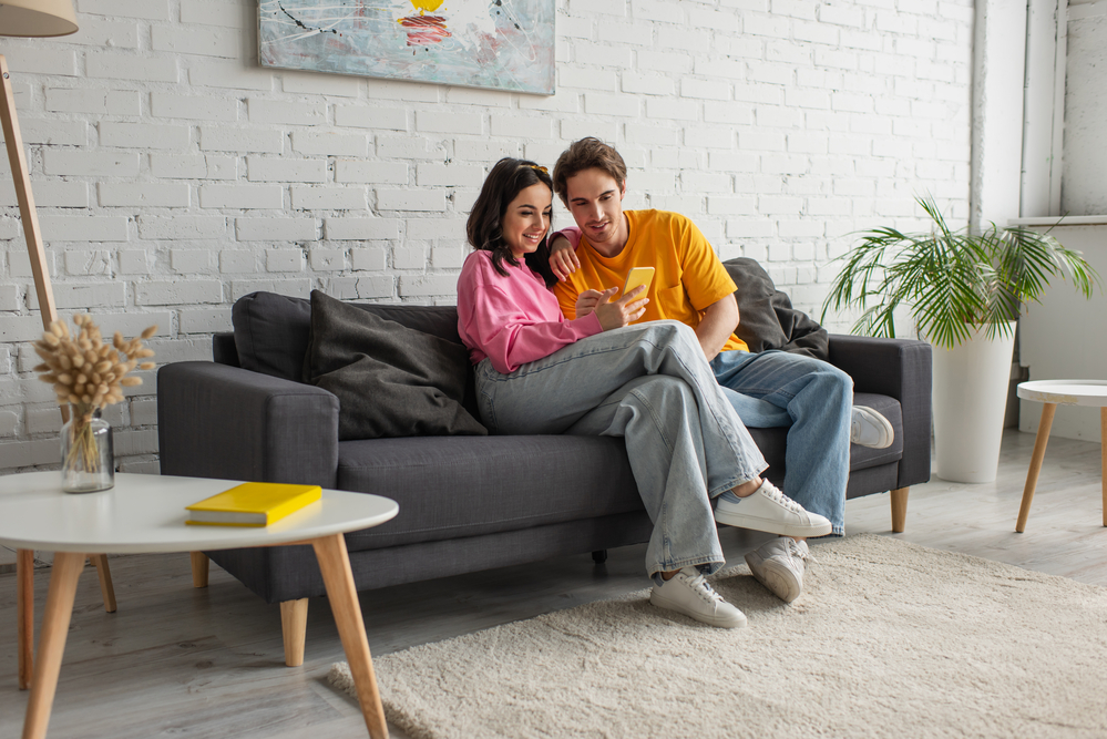 couple looking at phone together