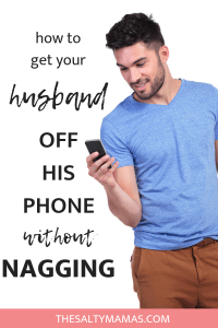 It's hard to get the Daddy's to focus sometimes, so here are some helpful tips to get him of his phone - without nagging! #screenfree #newyearsresolutions #marriedlife #phoneaddiction #howtogetoffthephone #howtostoptexting 