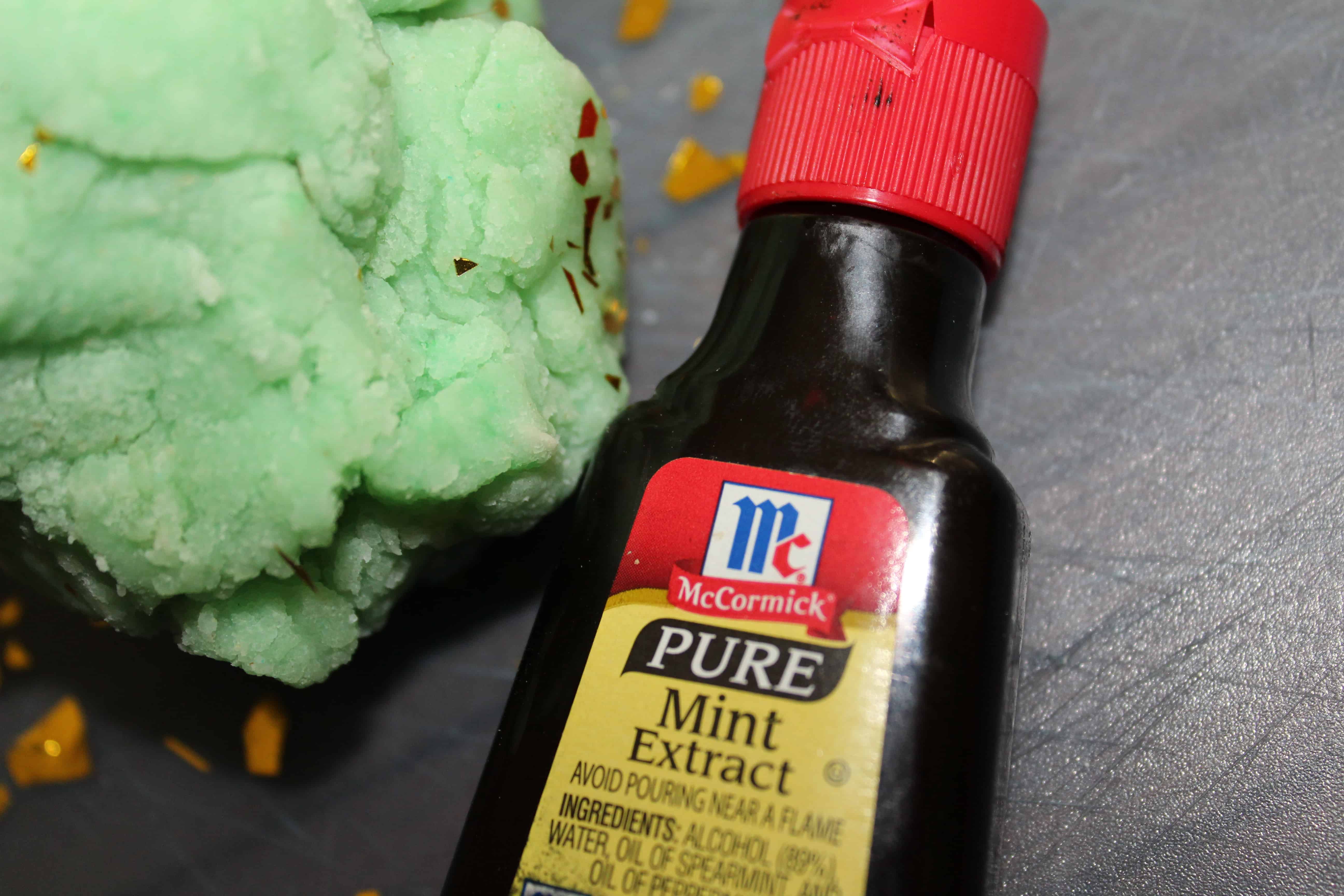 mint extract with green playdough