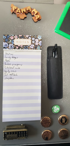 shopping list and magnetic pen holder