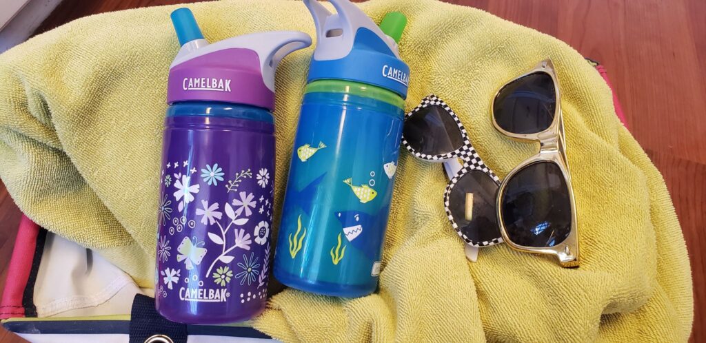 two camelback kids' water bottles