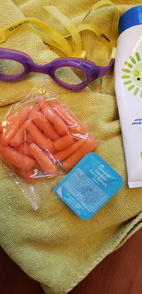 individual bag of carrots and cup of ranch