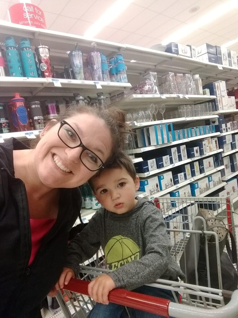 mom and toddler shopping