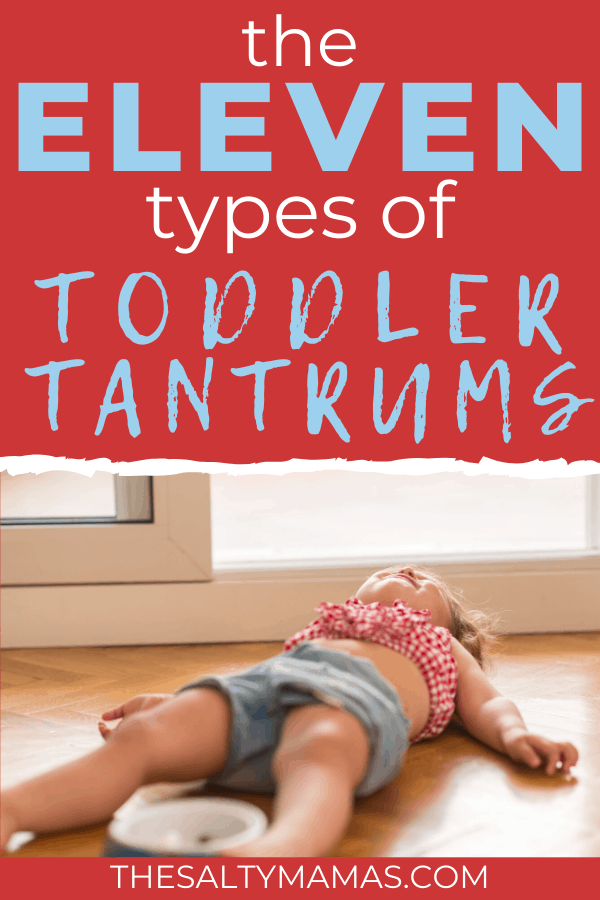 toddler tantrum; text: eleven types of toddler tantrums