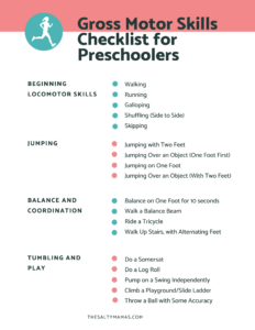 a list of gross motor skills for preschoolers