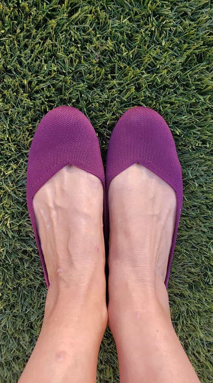 purple rothys on feet