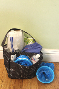 car sick kit in a tote bag