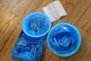 blue vomit bags