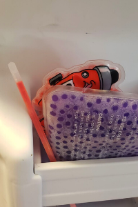 a glow stick in the freezer