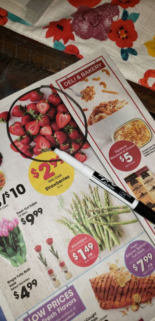 items circled in grocery ad