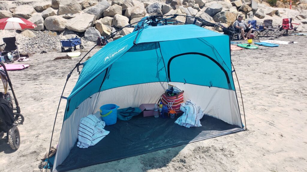 pop up tent at the beach