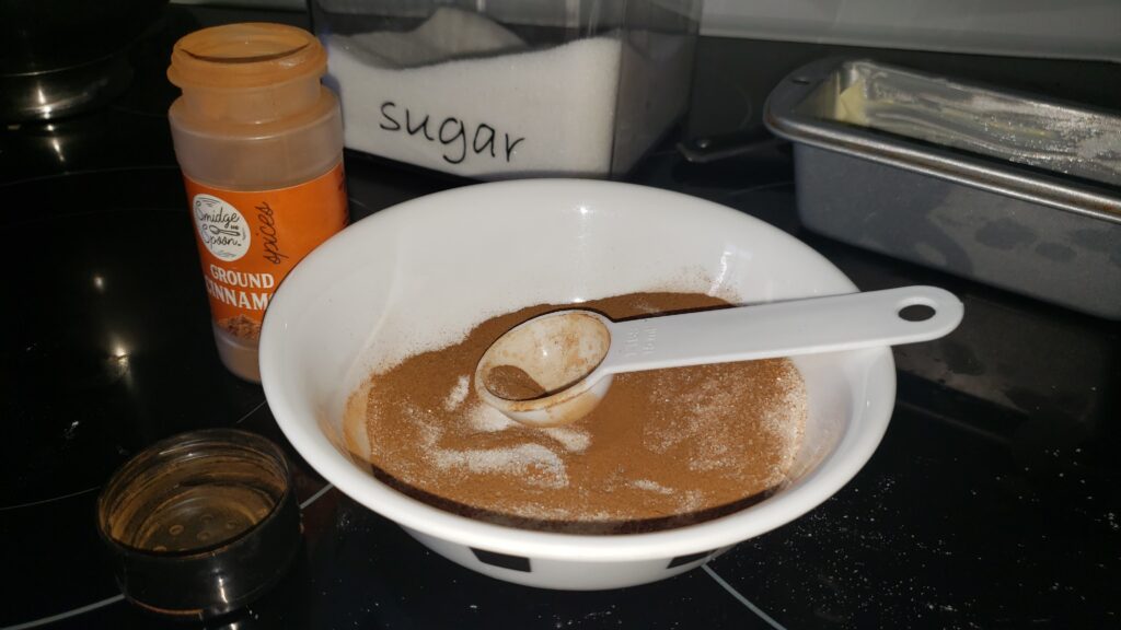 cinnamon and sugar mixed in a bowl