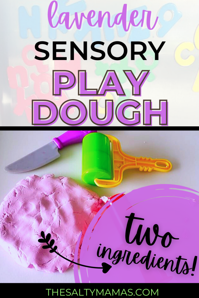 playdough and tools; text: lavender sensory playdough