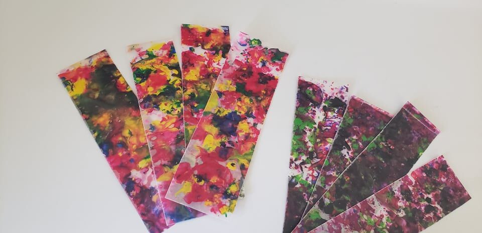 bookmarks made from melted crayon shavings