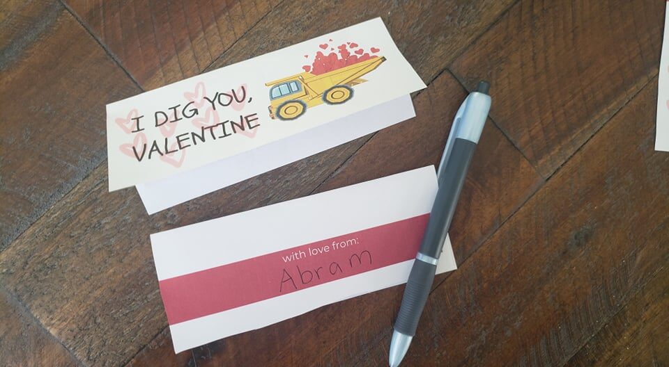 I Dig You Valentine tag, folded in half