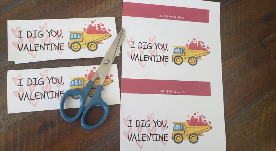 printable "I Dig You, Valentine" tags