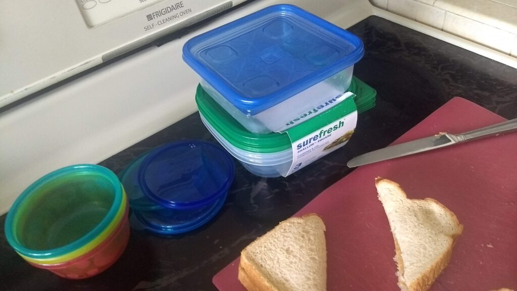 peanut butter and jelly in tupperware