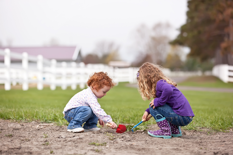 kids playing in dirt