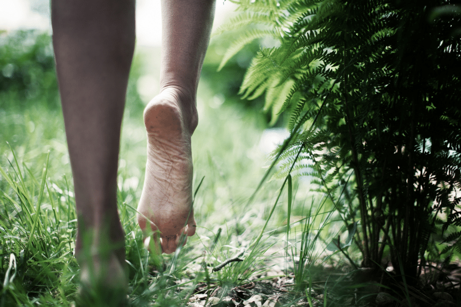 kid walking barefoot