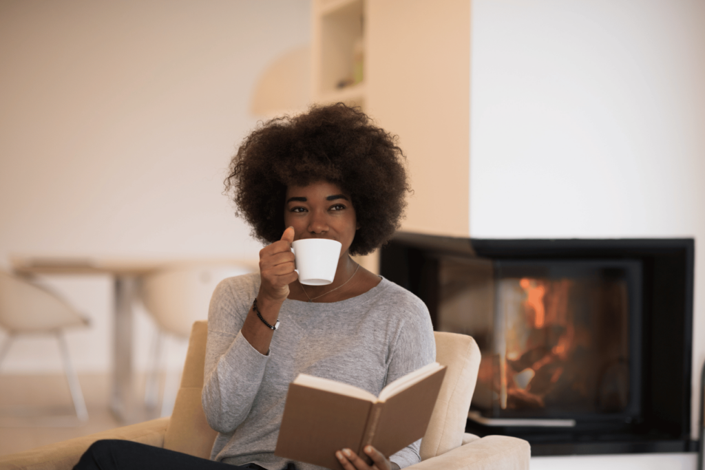 productive mom reading a book